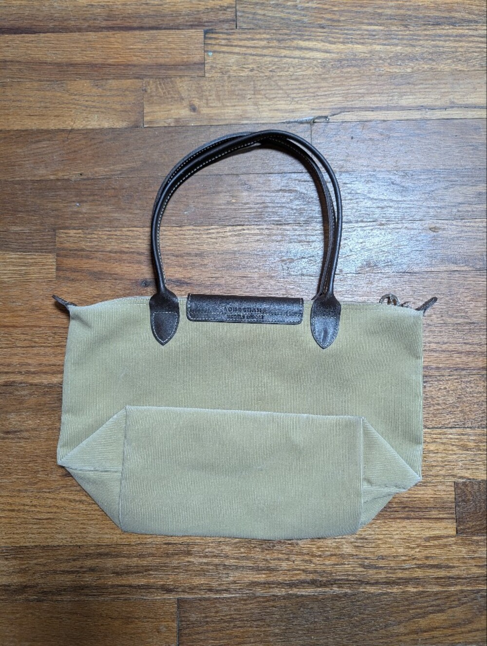 Longchamp Victoire Patchwork Corduroy Med Beige and Brown Leather Trim Tote - Picture 8 of 13